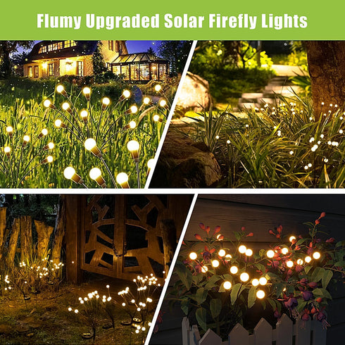 4 Pack 32 Flumy Solar Garden Lights Outdoor - LED Firefly Lights Waterproof, Garden Decorations for Yard Patio Pathway