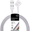 Cordinate 8 Ft Extension Cord - 3-Outlet Flat Plug Braided Safety Slide 125V Long Extension Cord, White