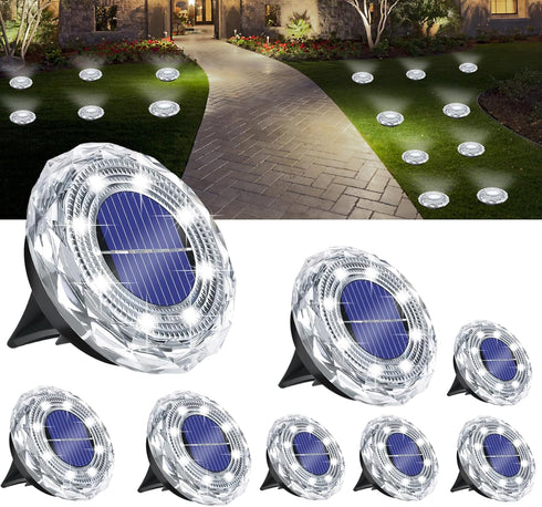 Solar Ground Light Outdoor 8 Pack Mini Solar Grounf Lights Waterproof Landscape