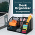 Greenco Mesh Desk Organizer Office & Dorm Room Supplies Caddy, 6 Compartments, Small Black Desk Organizer for Pen, Pencil, Small Office Supplies and Stationary Accessories Storage Organization by Greenco