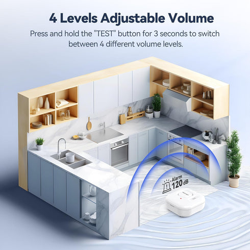 TECKNET 120dB IP66 Kitchens(3 Pack, Water Leak Detectors for Home, Water Sensor Alarm Leak Detector, Waterproof, Water