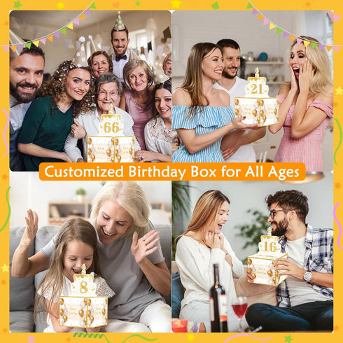Birthday Money Gift Box with DIY Stickers for Any Ages, Surprise Money Holder for Cash Gift with Pull Out Happy Birthday Card and 100Pcs Bags - A Fun Way to Gift Cash for Birthdays by Meiidoshine
