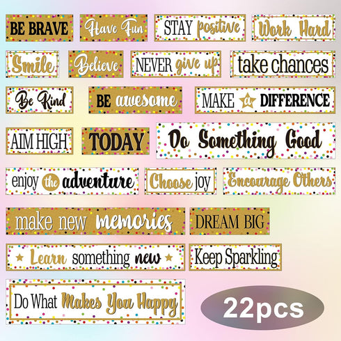 Tenare 22 Pieces Motivational Gallery Bulletin Board Decorations - Positive Sayings Bulletin Board Borders for Classroom
