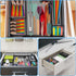 Desk Drawer Organizer Tray, Adjustable 6 Grid Metal Mesh Storage Box for Office, Home, School Supplies, 12.6X9X1.9