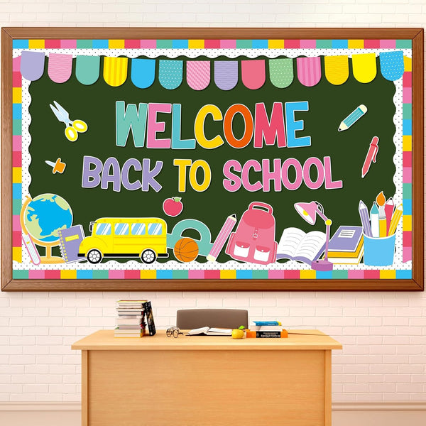 Welcome Back to School Bulletin Board Decorations, Colorful Welcome Banner Cutouts for Classroom Door Decor