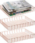 Okllen 3 Pack Wire File Tray, Rose Gold Paper Tray Desk Letter Tray for Office, Large Documents Storage Basket Organizer