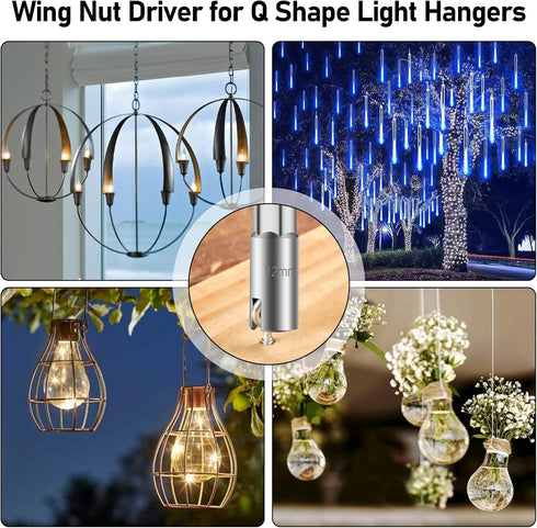 3Pcs Power Wing Nut Driver Set, SUNJOYCO 1/4" Hex Shank Slot Wing Nuts Bolt Driver Hook Drill Bit Socket Wrenches