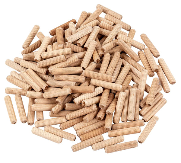 Wooden Dowel Pins, 200 Pieces 1/4" x 2", Fluted Beechwood Craft Supplies