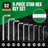 SK 9-Piece Allen Wrench Set, Star Hex Key Set, L-Shaped, S2 Steel by SK
