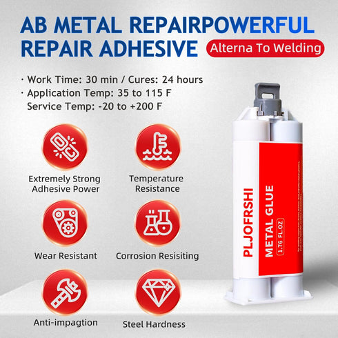 Metal Glue 1.76oz Metal Filler All Purpose Repair epoxy Glue,High Temperature Resistant Heavy Duty Ab Glue,High Strength Bonding for Metal Plastic Steel Ceramics Fiberglass Car(3)