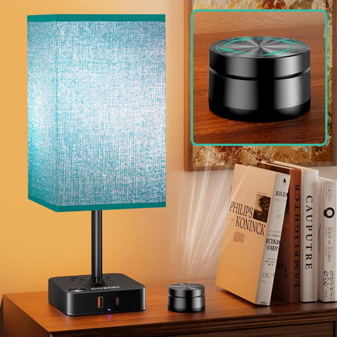 Nightstand Lamp & USB C+A Fast Charging Station: Modern Bedside Table Lamp