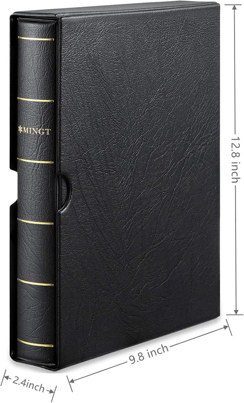 MUDOR 4 Ring Classic Stamp Binder, Empty Binder Albums for Stamps, Documents, Coins, Classic Binder, Black