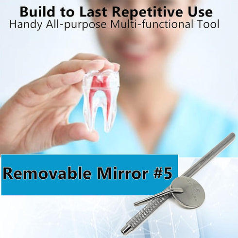 Stainless Steel Dental Mirror #5 with Handle 6.5", Dentist Tool for Teeth Cleaning and Inspection