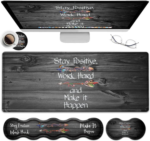 Large Mouse Pad and Gel Wrist Rest Set, Non-Slip Rubber Base for Office, Home, Gaming