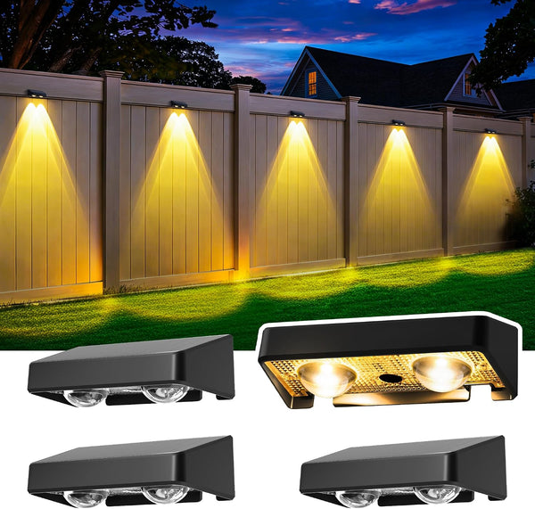 ESUNYD Solar Fence Lights Outdoor,50 LM 11 Modes & 9 Colors Solar Lights