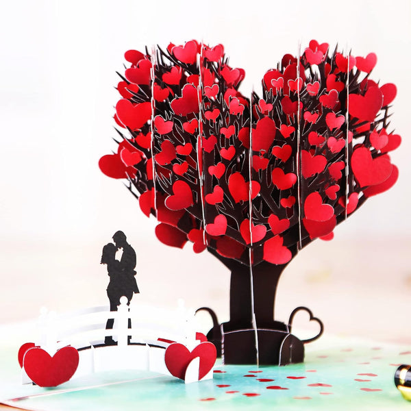 Liif Love Tree Couple 3D Greeting Pop Up Card, Happy Anniversary, Wedding, Birthday, for Wife, Husband, Large Size