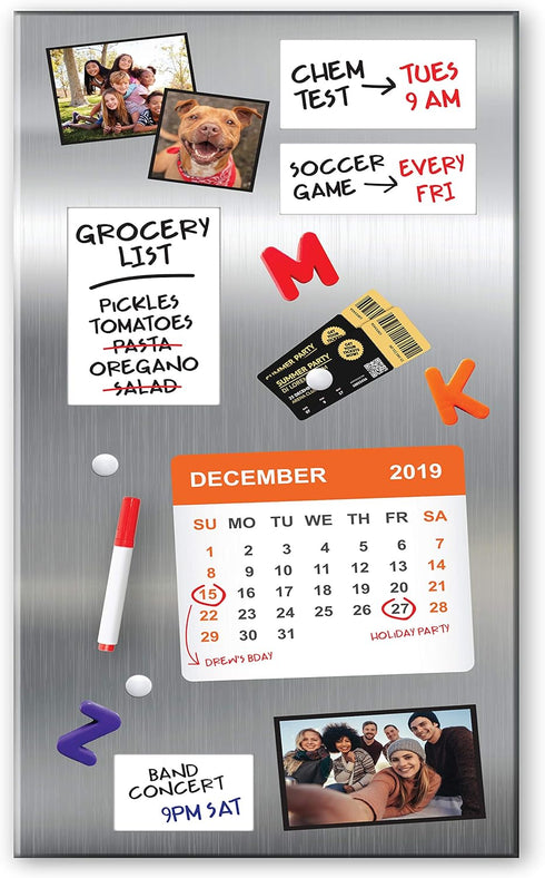 Essentially Yours Magnet and Message Board, Large 30 x 14 x 0.7 Inch Steel Bulletin Board, 2 Magnetic Dry Erase Pads