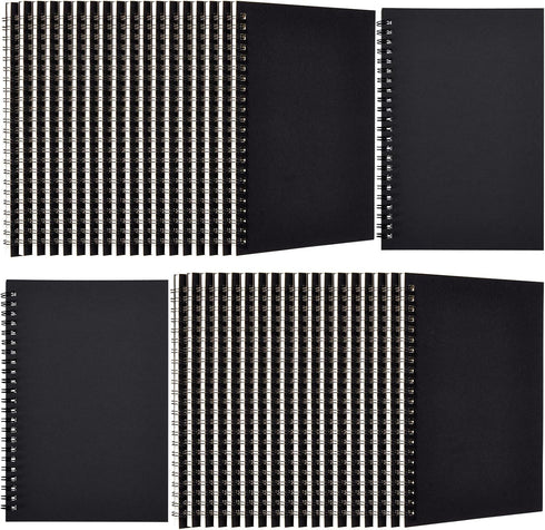 Epakh 36 Pack Blank Unlined Spiral Notebook, A5 Soft Cover Memo Notepad, 100 Pages, 8.3 x 5.5 Inches (Black)