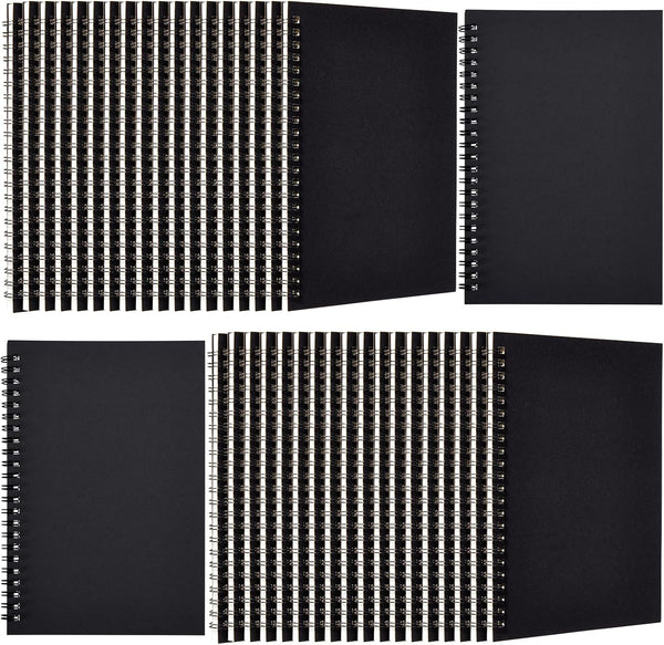 Epakh 36 Pack Blank Unlined Spiral Notebook, A5 Soft Cover Memo Notepad, 100 Pages, 8.3 x 5.5 Inches (Black)