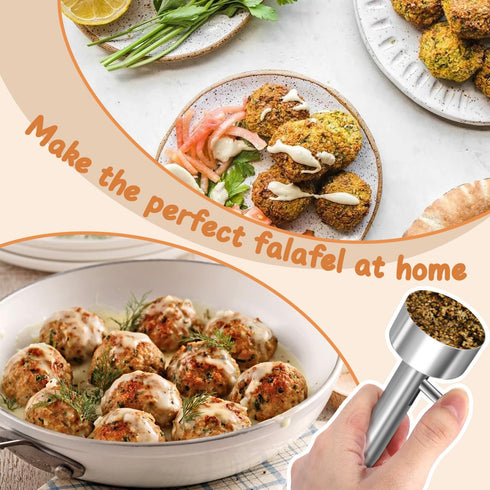 Seqiuay (4cm) Falafel Scoop Maker, Stainless Steel Falafel Press Mold, Easy to Use and Clean, Non-Stick Meatball Press