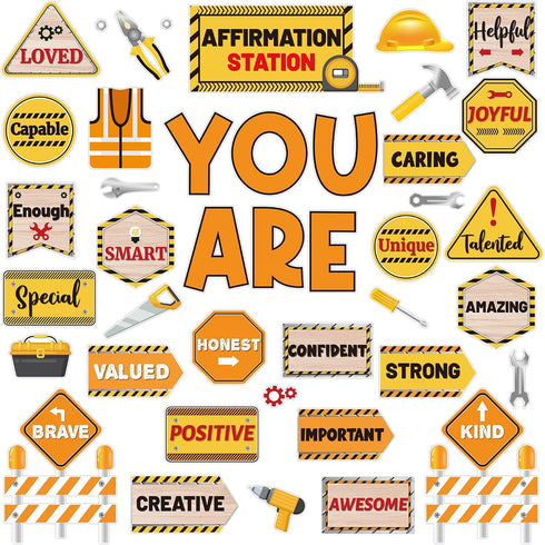 Construction Bulletin Board Decoration Sets Construction Affirmation Station Bulletin Board Set Inspirational