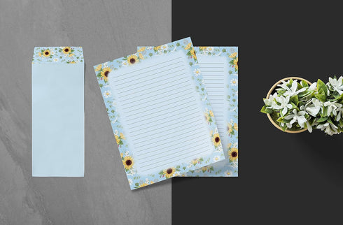 Better Office Products Floral Paper Stationery Set, 100 Piece Set (50 Lined Sheets + 50 Envelopes), 8.5 x 11 inch