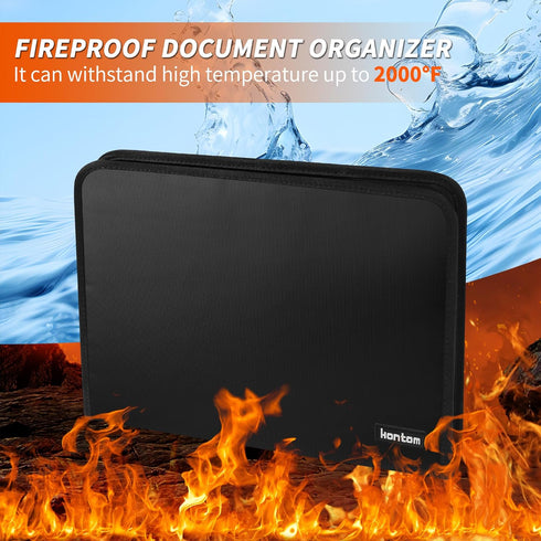 Hontom Accordion File Organizer, 13 Pockets Fireproof Expanding Folder, Portable Business Document Organizer with Zipper
