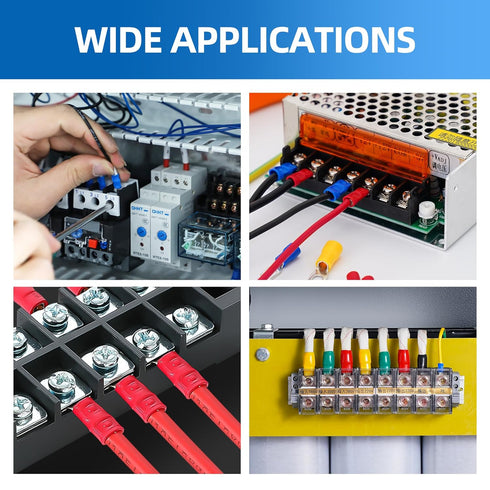 Wire Connectors, Electrical Butt Terminals Ring Fork Spade Connector Kit, 1400PCS for Marine Automotive