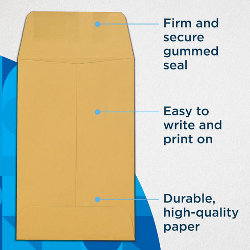Guardian #1 Paper Coin Envelopes with Gummed Flaps, Pack of 50 Blank Small Envelopes for Gift Cards, Coins