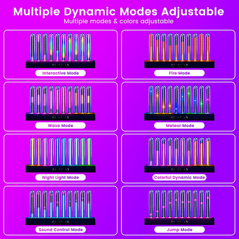 (E2-Rechargeable) Audio Visualizer Gadget Rechargeable RGB Sound Activated Light Bar, Music Spectrum Analyzer Display
