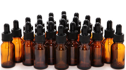 Vivaplex, 24 Amber 10 ml (1/3 oz) Glass Bottles with Glass Eye Droppers