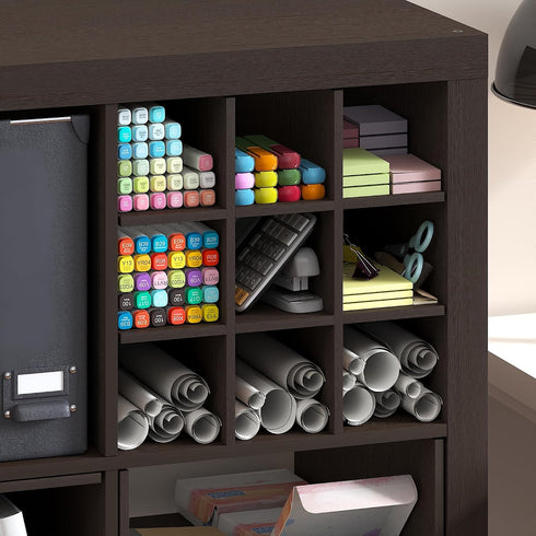 9-Compartment Furinno Cubicle Cube Insert, Cube Organizer, Geometric Shelf Accessory, Fits into Furinno Triple Thick