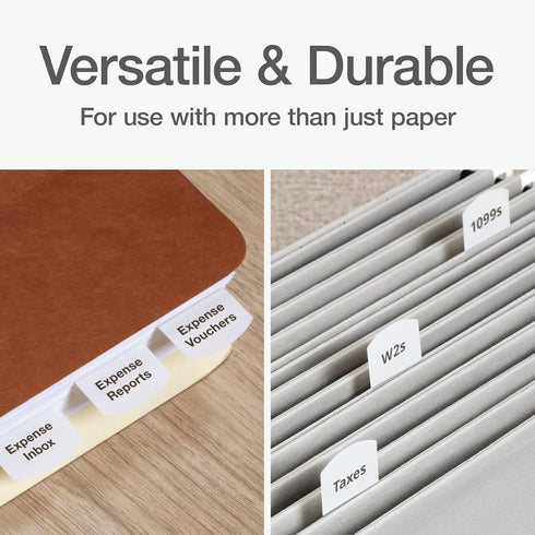 Redi-Tag Laser Index Tabs, Customizable Divider Labels, Permanent Adhesive, 1-1/8" x 1-1/4", White, 375 Tabs (B39017)