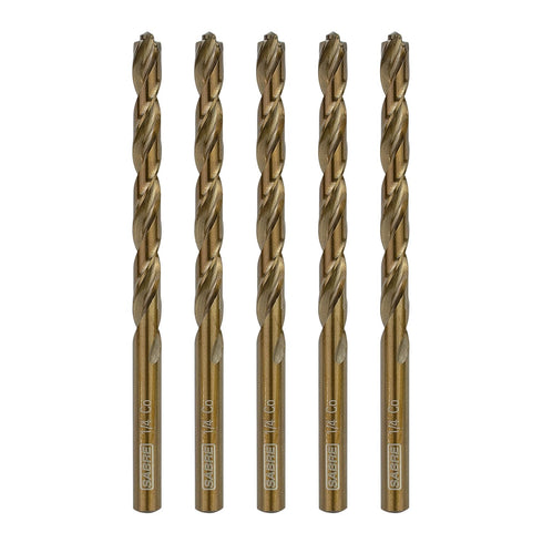 5pcs Cobalt Drill Bits 1/4 Inch – M35 Metal Drill Bit Set, Pilot Point for Heavy-Duty Steel, Hard Metal, Cast Iron