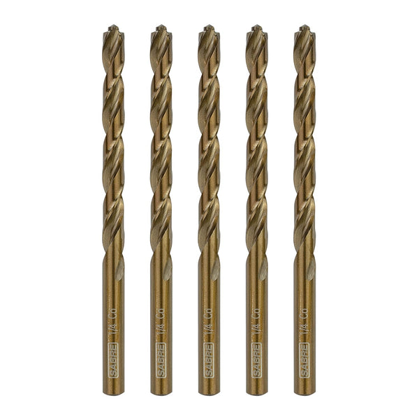 5pcs Cobalt Drill Bits 1/4 Inch – M35 Metal Drill Bit Set, Pilot Point for Heavy-Duty Steel, Hard Metal, Cast Iron