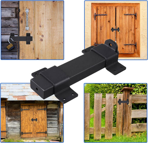 7.5" Heavy Duty Security Slide Latch Lock,with Padlock Hole Adjustable Gate Latch for Wooden Fences Barn Doors