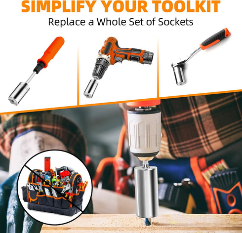 Super Universal Socket Tools, Gifts for Men Dad Husband, Universal Socket Power Drill Adapter, Cool Gadgets for