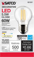 Satco 21221-5.5G16.5/LED/CL/930/120V/E26 G16 Globe LED Light Bulb