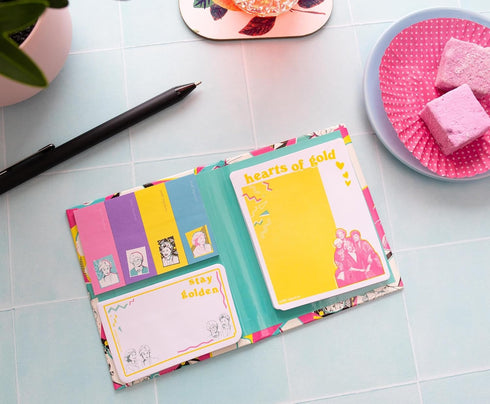 The Golden Girls Retro Fashion Pattern Sticky Note and Tab Box Set, Notepad Stationery Paper for School and Office