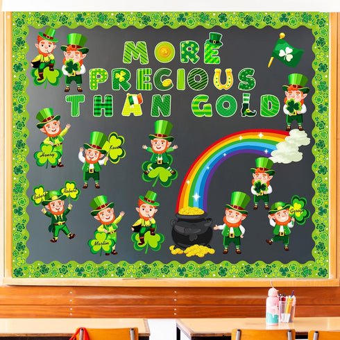Pasimy St. Patrick's Day Bulletin Board Decoration, Lucky Shamrock Cutout Border for Classroom Decor