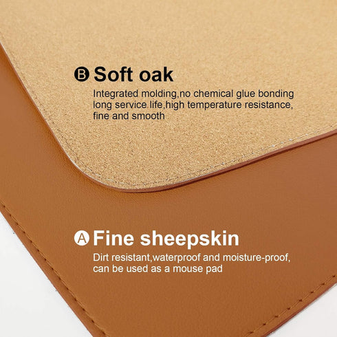 DAWNTREES Dual Sided Desk Mat, Leather Desk Pad, Brown 35.5"x17", with PU Leather Valet Tray Organizer