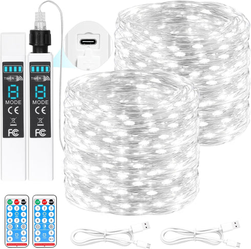 Lakumu 132FT(66 * 2) Fairy Lights Battery Operated String Lights, Twinkle Lights