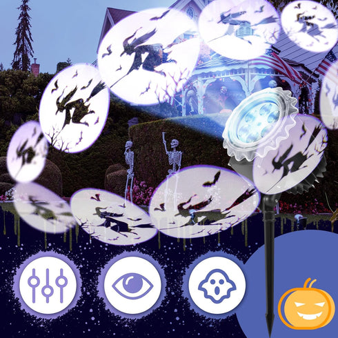 Lingvee 1 Halloween Projector Light with Film Slides Holiday LED Projector Lights Outdoor Reflectors Waterproof