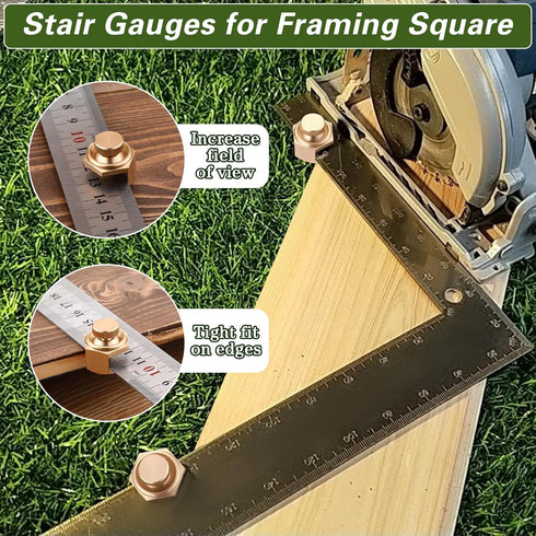 4 Pack Set Stair/Square Gauge for Framing Square, Stair Stringer Layout Tool for Circular Saw, Carpentry Squares