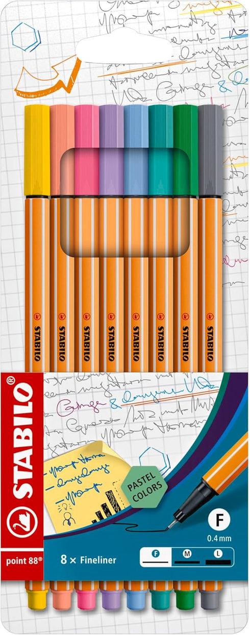 STABILO Point 88 Wallet Set, Set of 8 Pastel Markers