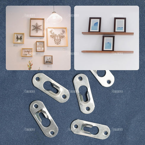 AUEAR Metal Keyhole Hanger, Picture Frame Mirror Cabinet Hanging Fasteners (20 Pack, Silver)
