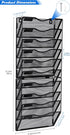 Wall File Holder, 10 Pockets Hanging Wall Organizer, Document and Mail Storage for Office, Black