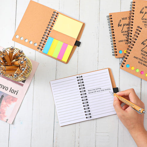 Chuangdi 20 Sets Employee Appreciation Gifts - Inspirational Spiral Notebook with Bamboo Pen