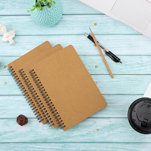 EUSOAR Hard Cover Spiral Notebook, A5 3Pack, 5.5"x8.3", 120 Pages, Graph Spiral Notebook Journals for Math and Science