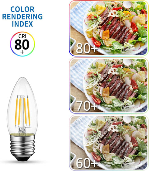 B11 Bulb Bulb Dimmable Bulbs 2700K 6W(60W E26 Lightbulbs, 6 Pack ANWIO Clear Candle Light Indoor LED Filament